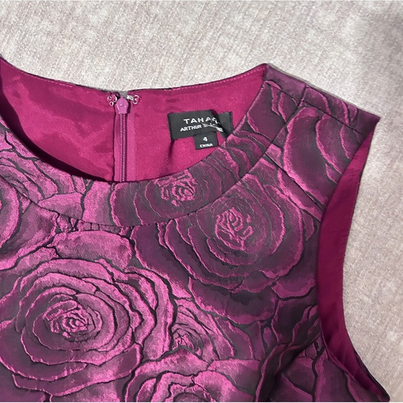 TAHARI ASL Sheath Dress in Purple with Allover Rose Print - Picture 5 of 11